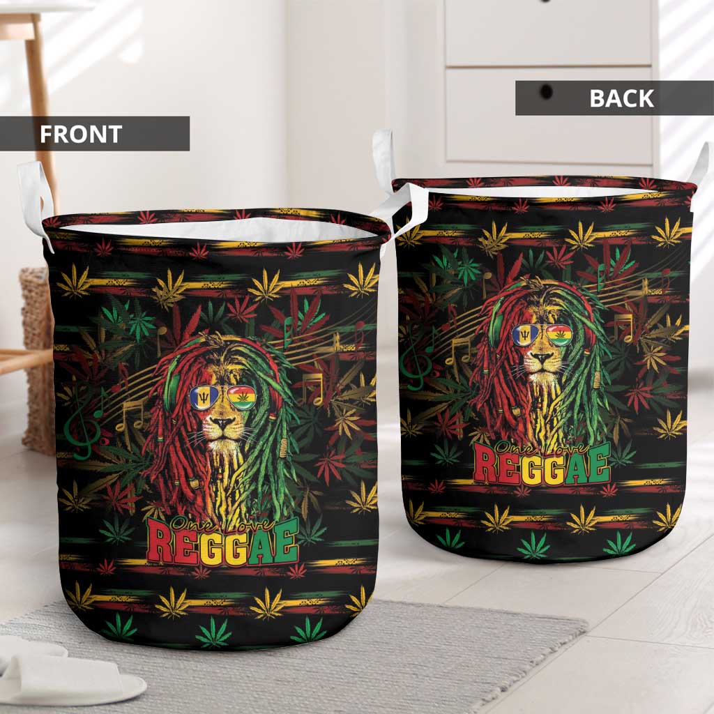 Barbados One Love Reggae Lion Laundry Basket Caribbean Reggae Spirit
