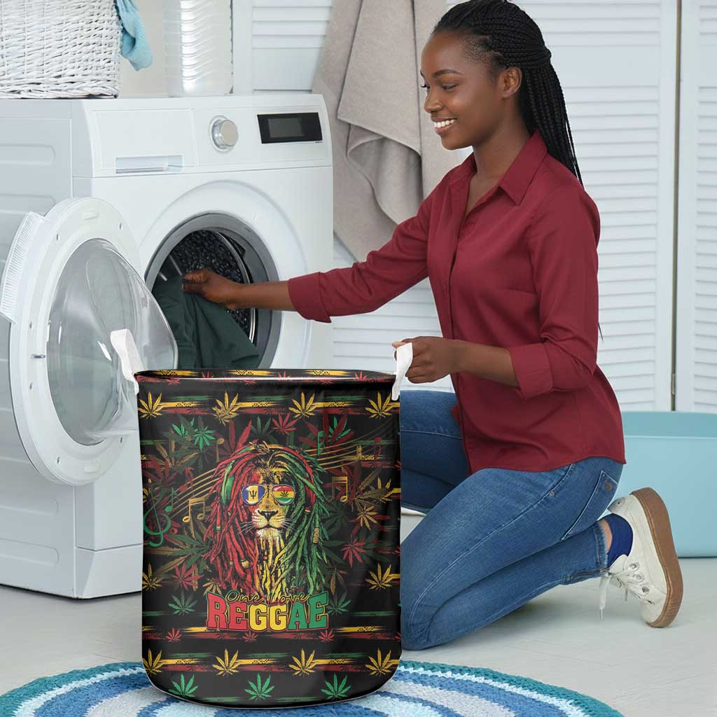 Barbados One Love Reggae Lion Laundry Basket Caribbean Reggae Spirit