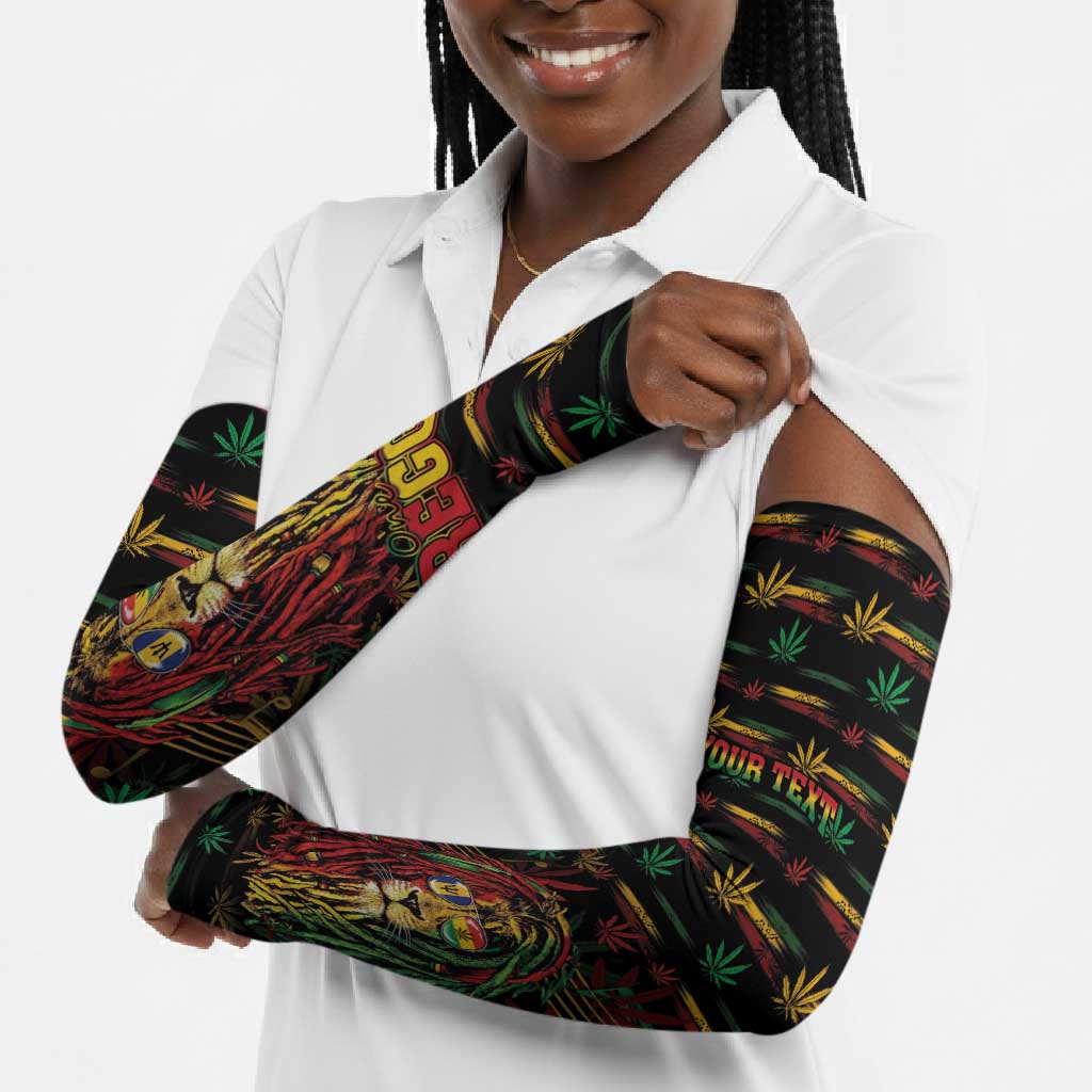 Personalized Barbados One Love Reggae Lion Arm Sleeves Caribbean Reggae Spirit