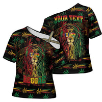 Personalized Barbados One Love Reggae Lion Cross Shoulder Shirt Caribbean Reggae Spirit