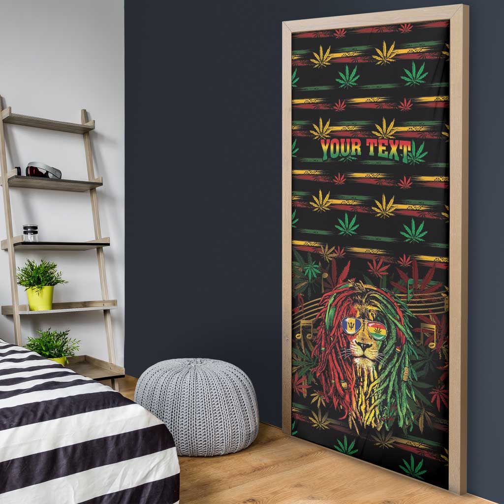Personalized Barbados One Love Reggae Lion Door Cover Caribbean Reggae Spirit