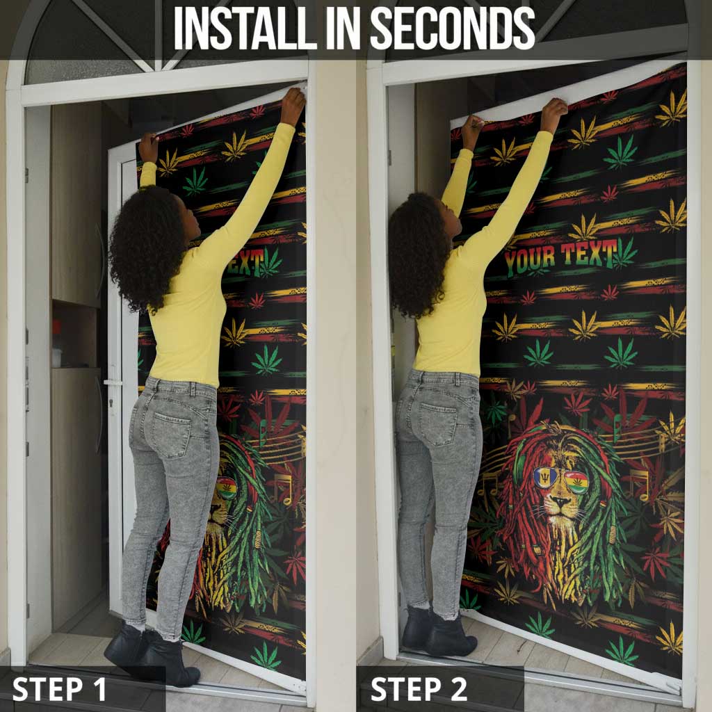 Personalized Barbados One Love Reggae Lion Door Cover Caribbean Reggae Spirit