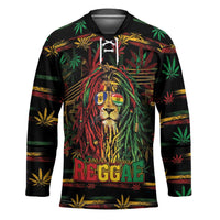 Personalized Barbados One Love Reggae Lion Hockey Jersey Caribbean Reggae Spirit