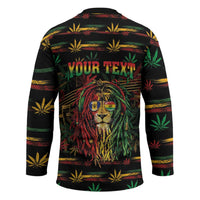 Personalized Barbados One Love Reggae Lion Hockey Jersey Caribbean Reggae Spirit