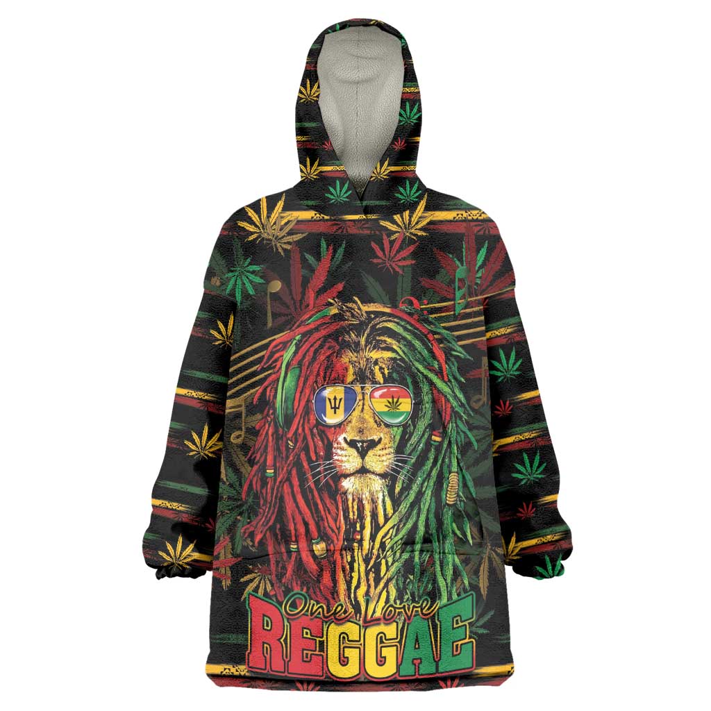 Personalized Barbados One Love Reggae Lion Kid Wearable Blanket Hoodie Caribbean Reggae Spirit