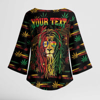 Personalized Barbados One Love Reggae Lion Kimono Sleeve Blouse Caribbean Reggae Spirit