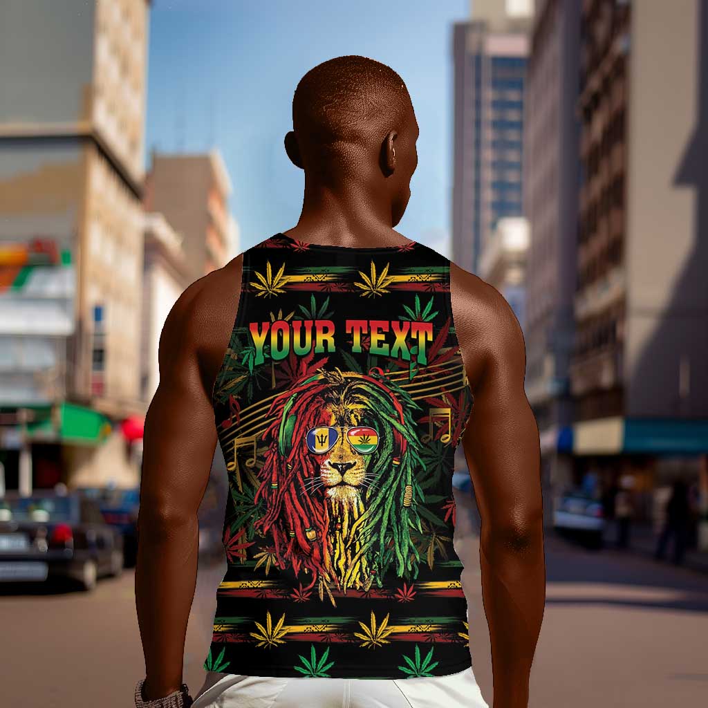 Personalized Barbados One Love Reggae Lion Men Tank Top Caribbean Reggae Spirit