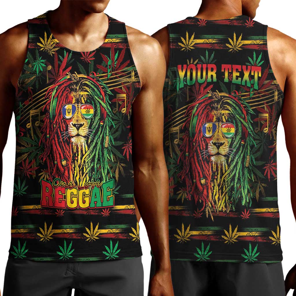 Personalized Barbados One Love Reggae Lion Men Tank Top Caribbean Reggae Spirit