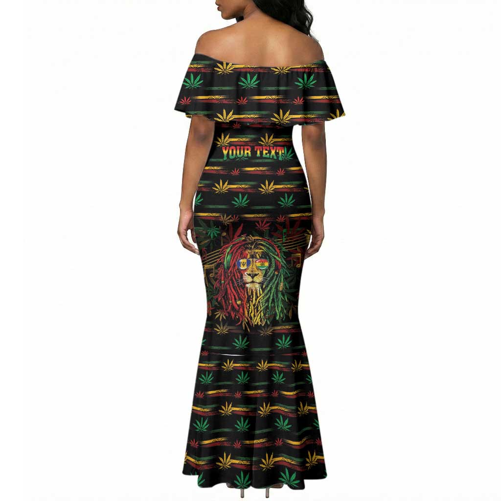 Personalized Barbados One Love Reggae Lion Mermaid Dress Caribbean Reggae Spirit
