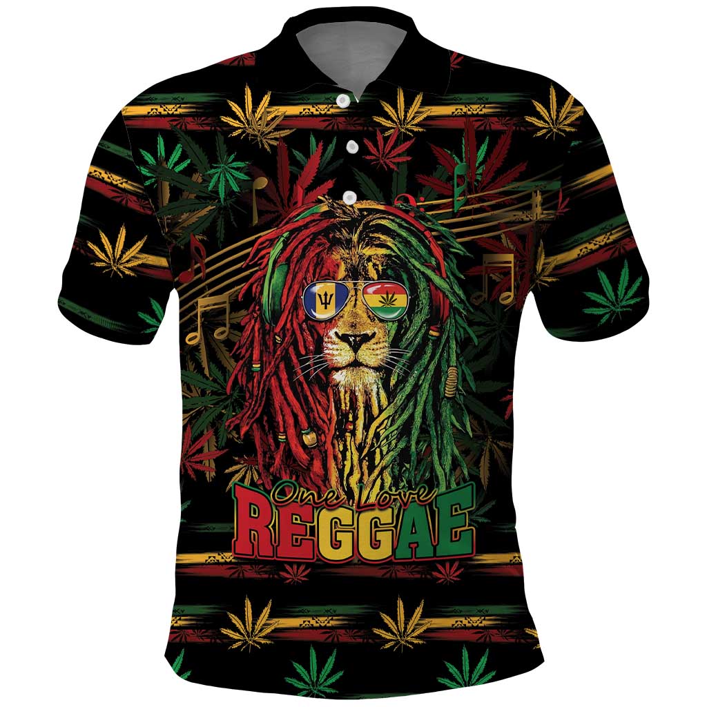 Personalized Barbados One Love Reggae Lion Polo Shirt Caribbean Reggae Spirit