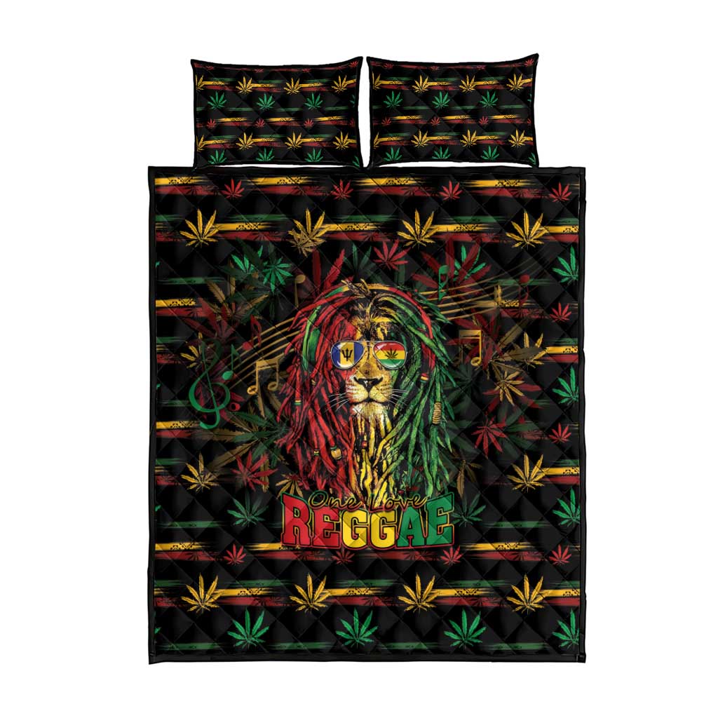 Barbados One Love Reggae Lion Quilt Bed Set Caribbean Reggae Spirit
