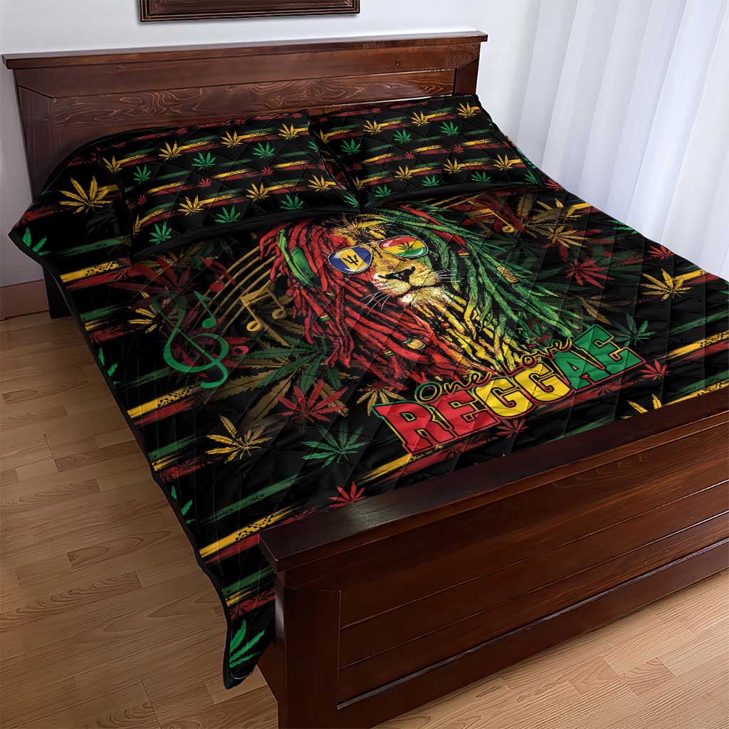 Barbados One Love Reggae Lion Quilt Bed Set Caribbean Reggae Spirit