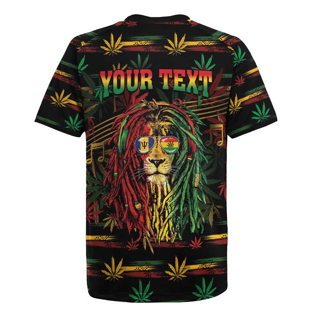 Personalized Barbados One Love Reggae Lion Rugby Jersey Caribbean Reggae Spirit