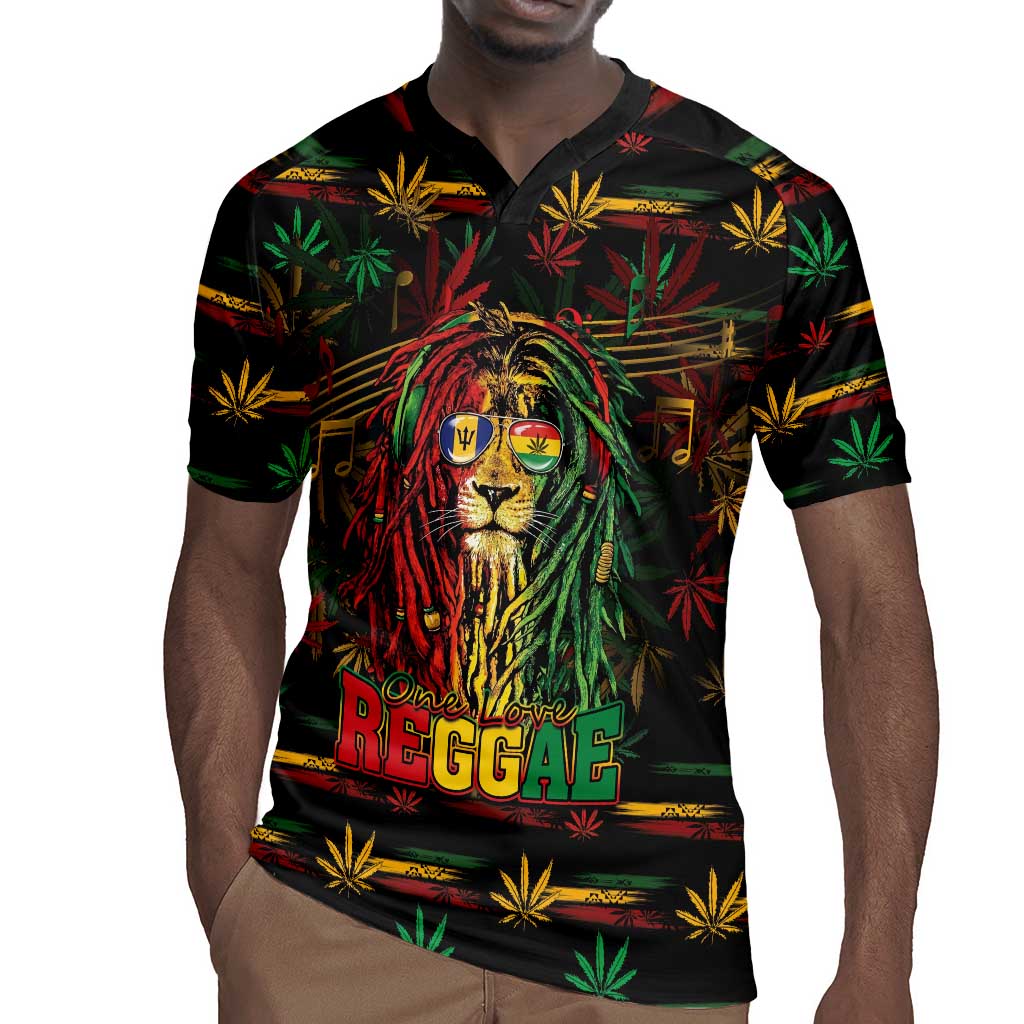 Personalized Barbados One Love Reggae Lion Rugby Jersey Caribbean Reggae Spirit