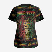 Personalized Barbados One Love Reggae Lion Scrub Top Caribbean Reggae Spirit