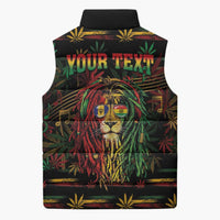 Personalized Barbados One Love Reggae Lion Sleeveless Puffer Jacket Caribbean Reggae Spirit