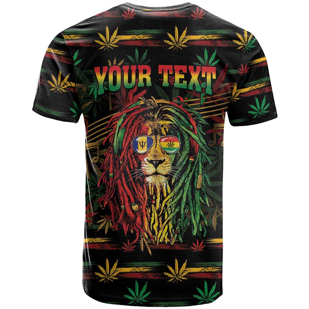 Personalized Barbados One Love Reggae Lion T shirt Caribbean Reggae Spirit