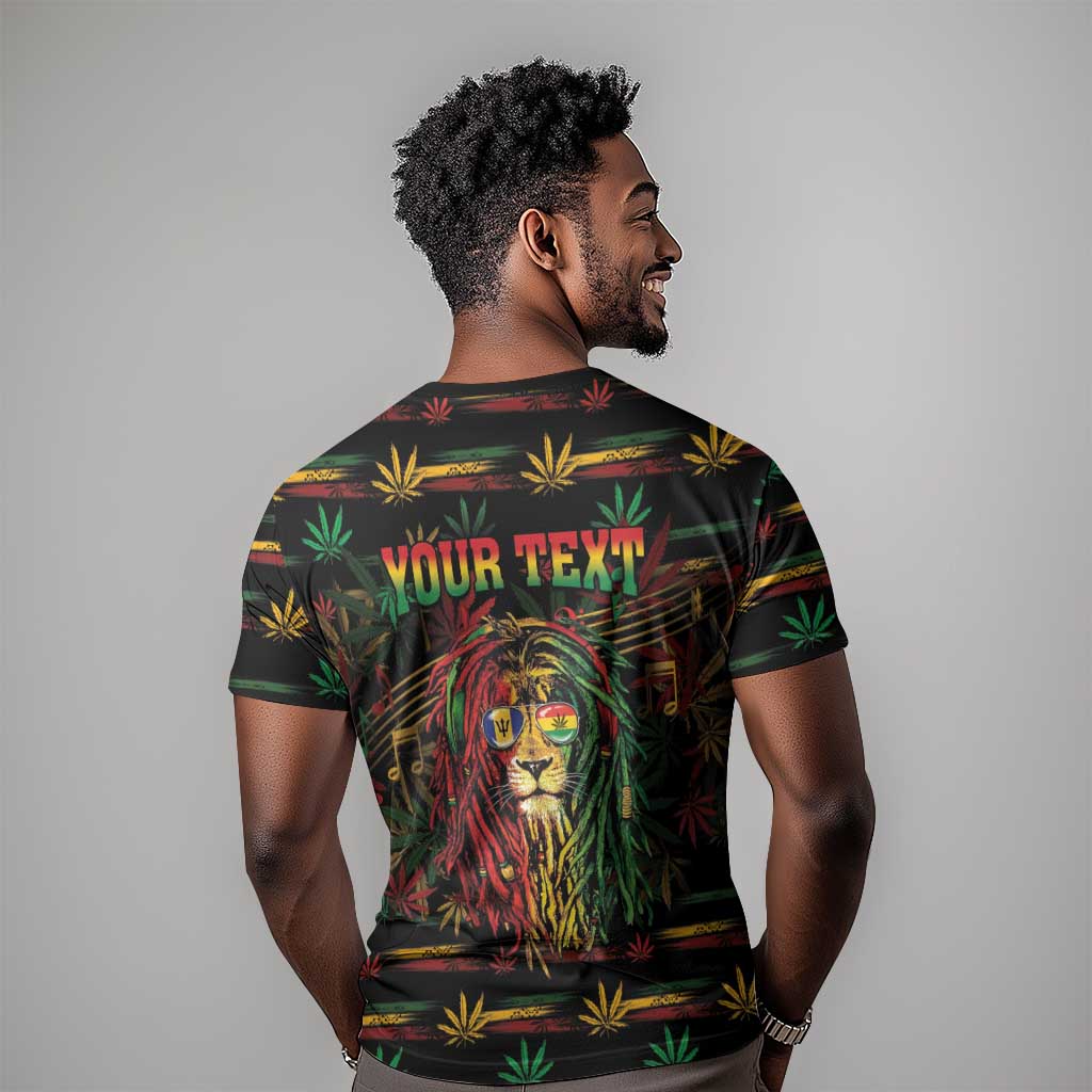 Personalized Barbados One Love Reggae Lion T shirt Caribbean Reggae Spirit