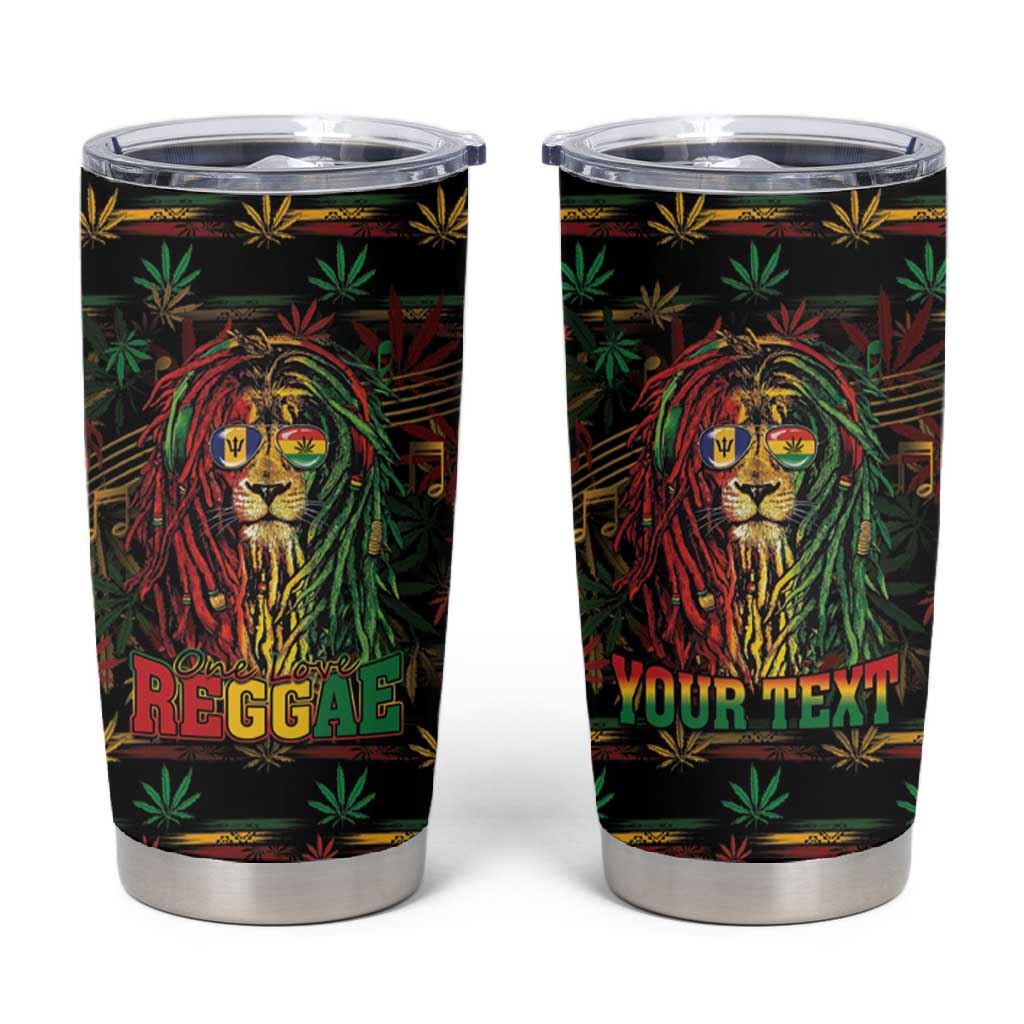Personalized Barbados One Love Reggae Lion Tumbler Cup Caribbean Reggae Spirit