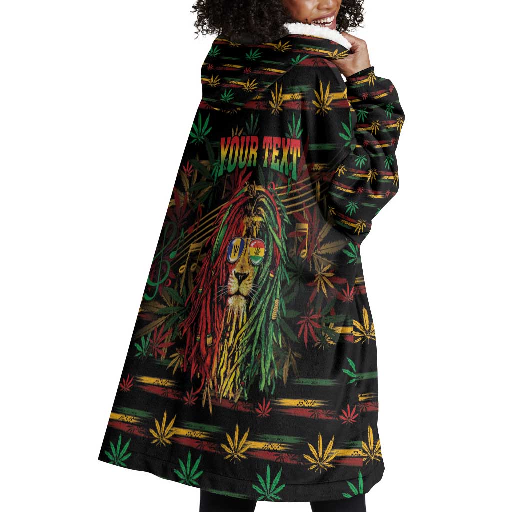 Personalized Barbados One Love Reggae Lion Wearable Blanket Hoodie Caribbean Reggae Spirit