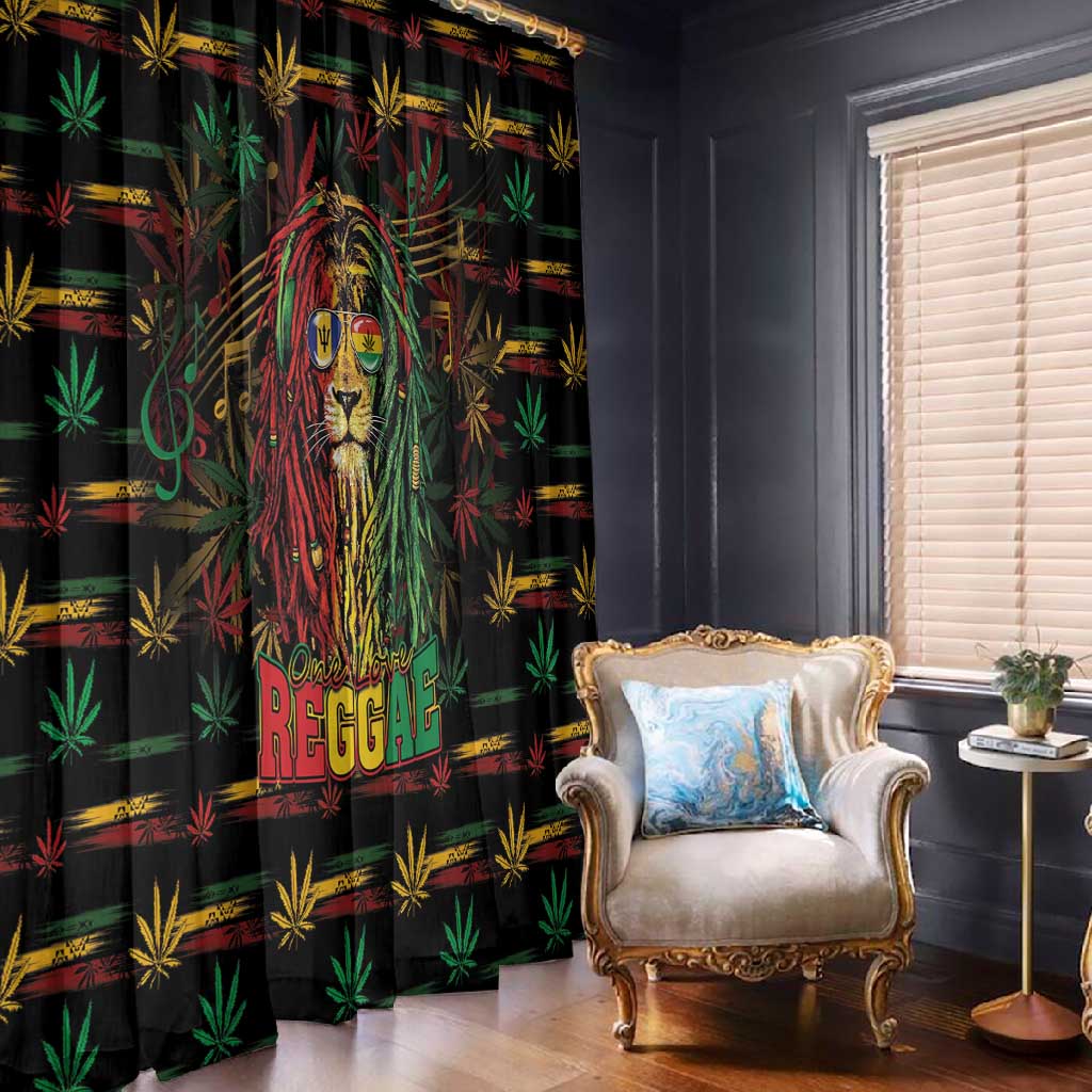 Barbados One Love Reggae Lion Window Curtain Caribbean Reggae Spirit
