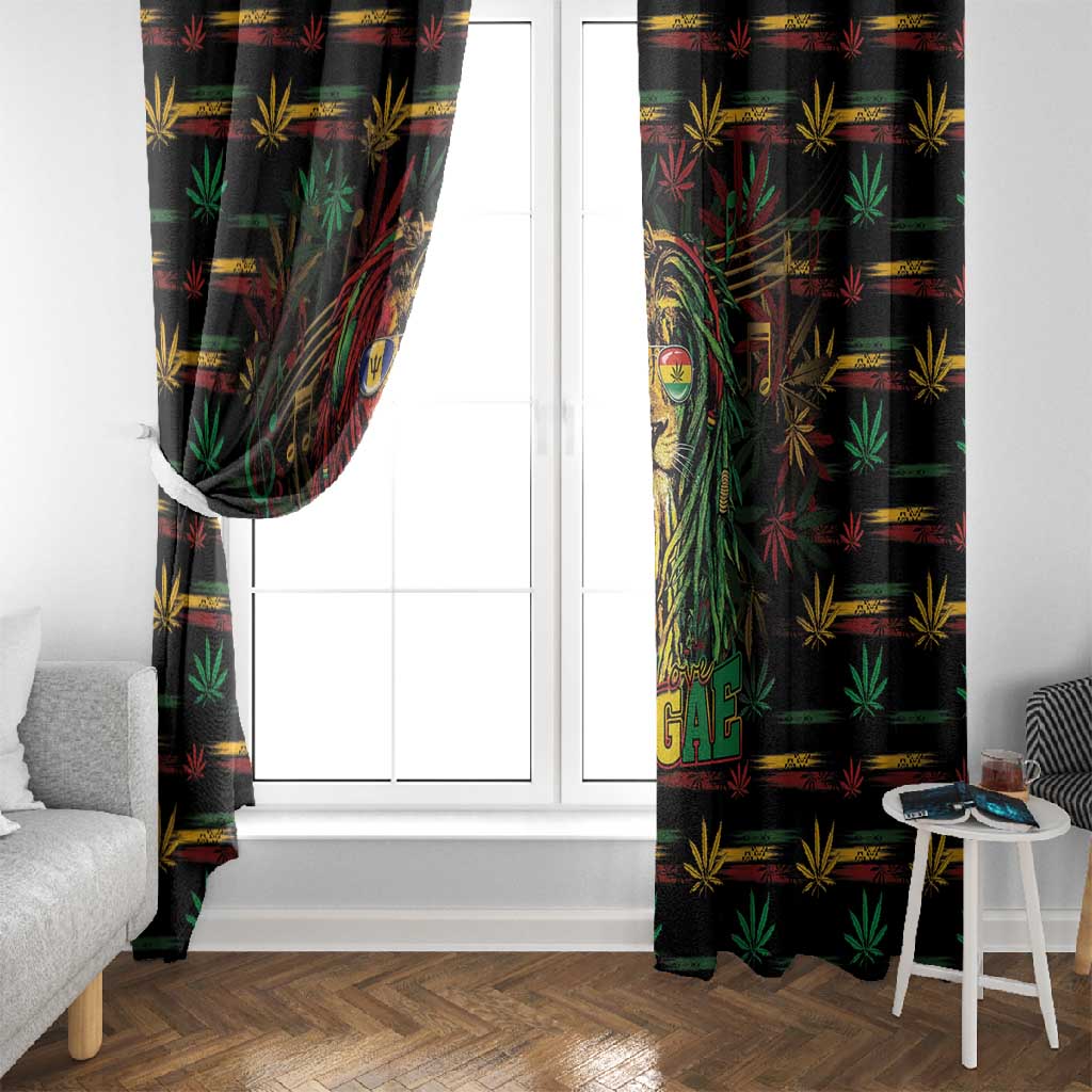 Barbados One Love Reggae Lion Window Curtain Caribbean Reggae Spirit