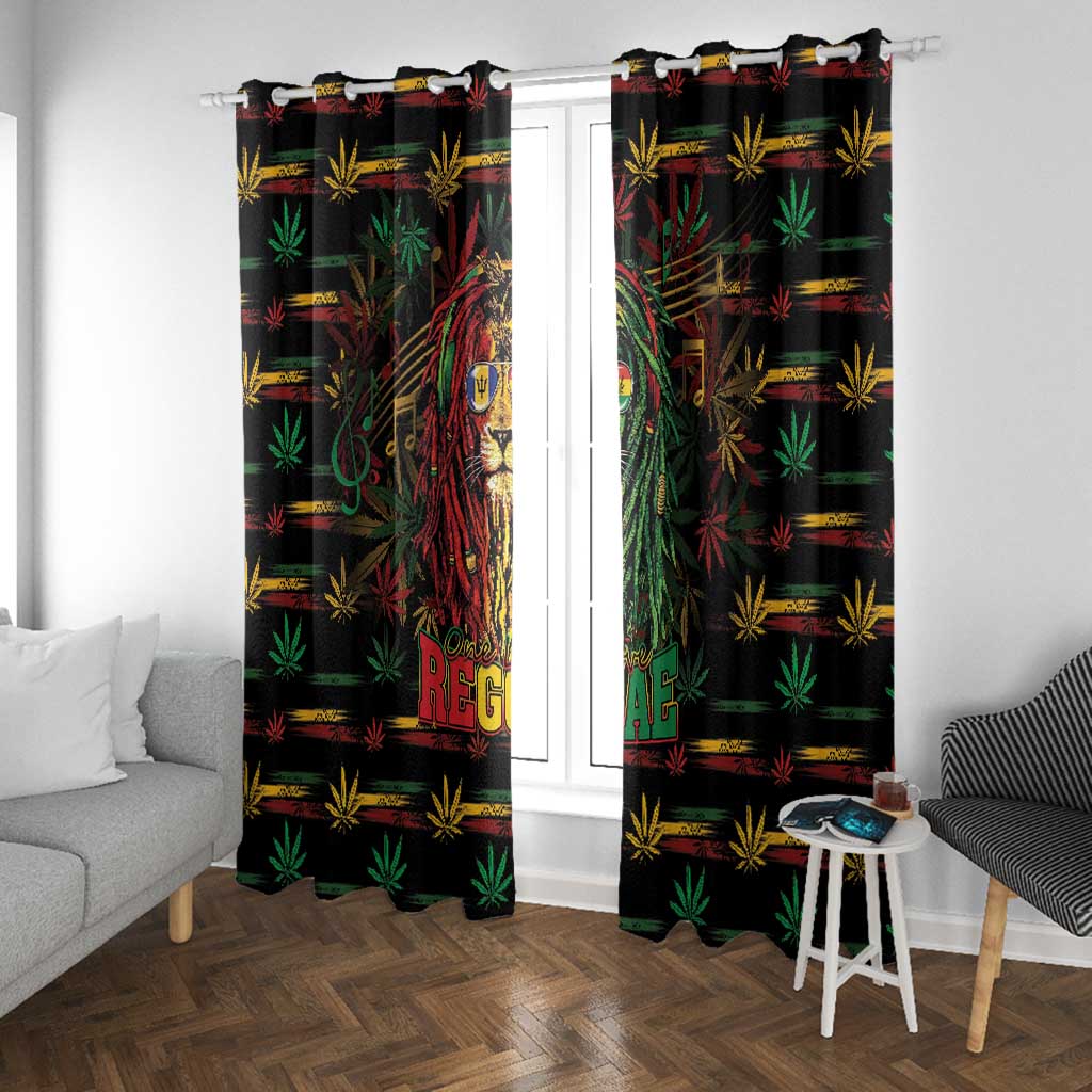 Barbados One Love Reggae Lion Window Curtain Caribbean Reggae Spirit