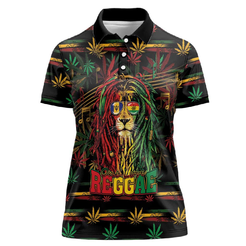 Personalized Barbados One Love Reggae Lion Women Polo Shirt Caribbean Reggae Spirit