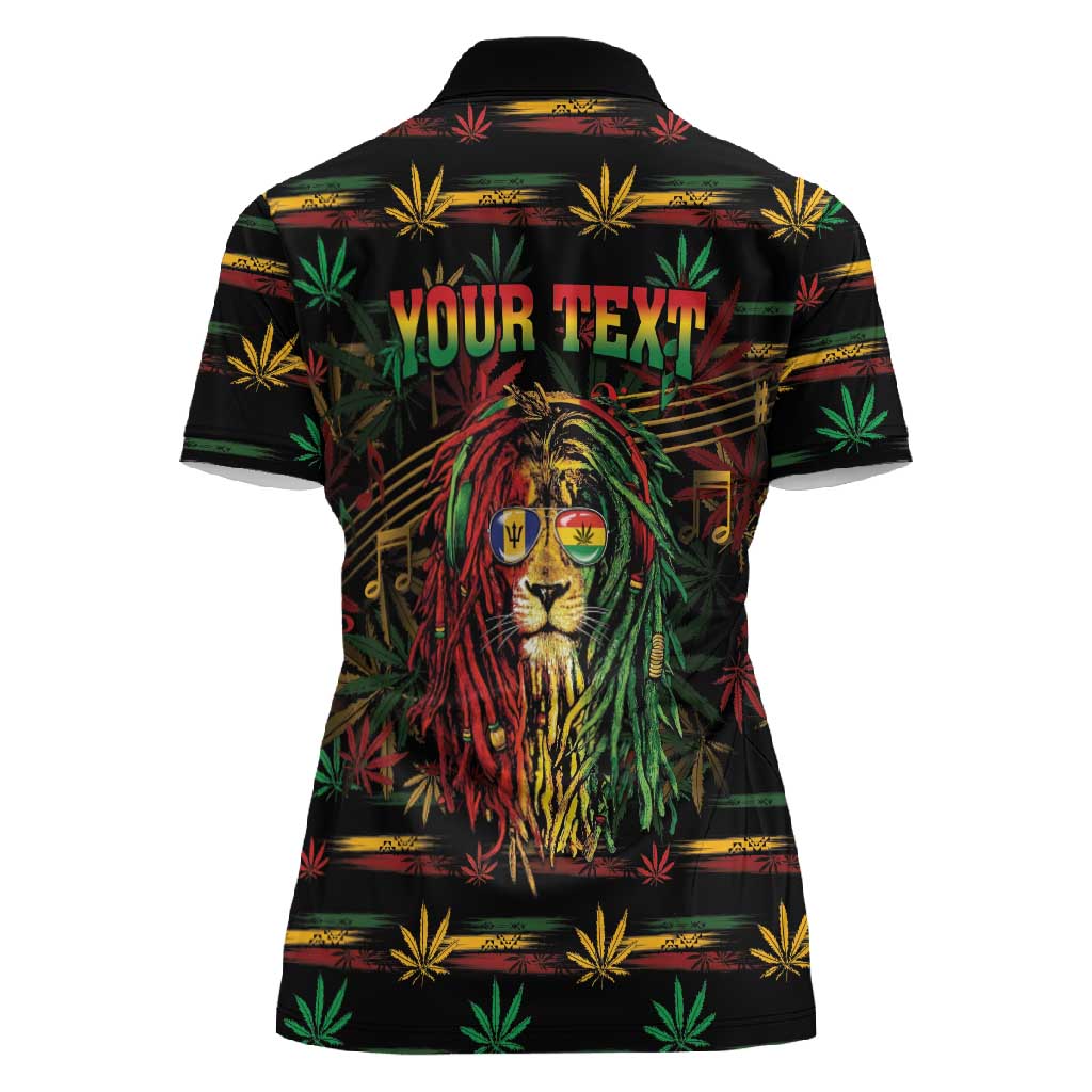 Personalized Barbados One Love Reggae Lion Women Polo Shirt Caribbean Reggae Spirit