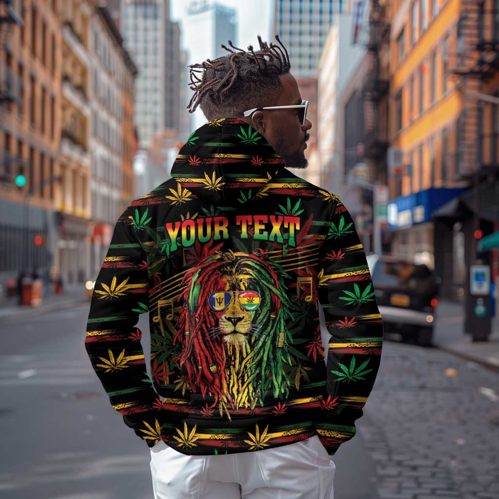 Personalized Barbados One Love Reggae Lion Zip Hoodie Caribbean Reggae Spirit