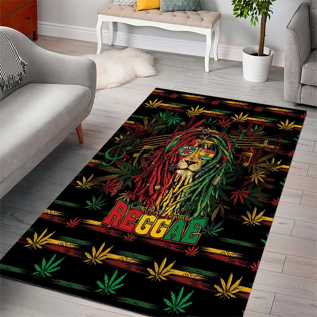 Dominica One Love Reggae Lion Area Rug Caribbean Reggae Spirit