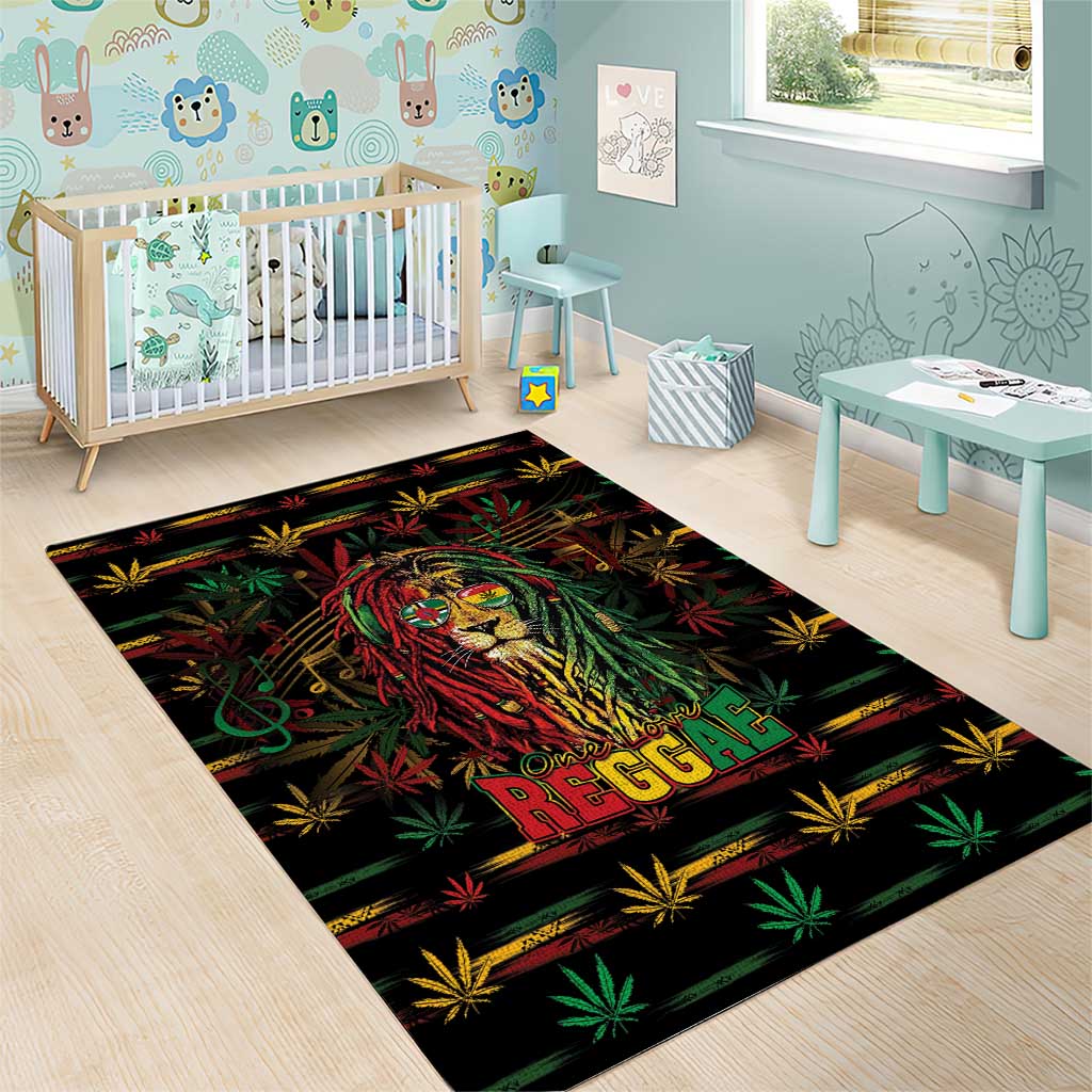 Dominica One Love Reggae Lion Area Rug Caribbean Reggae Spirit