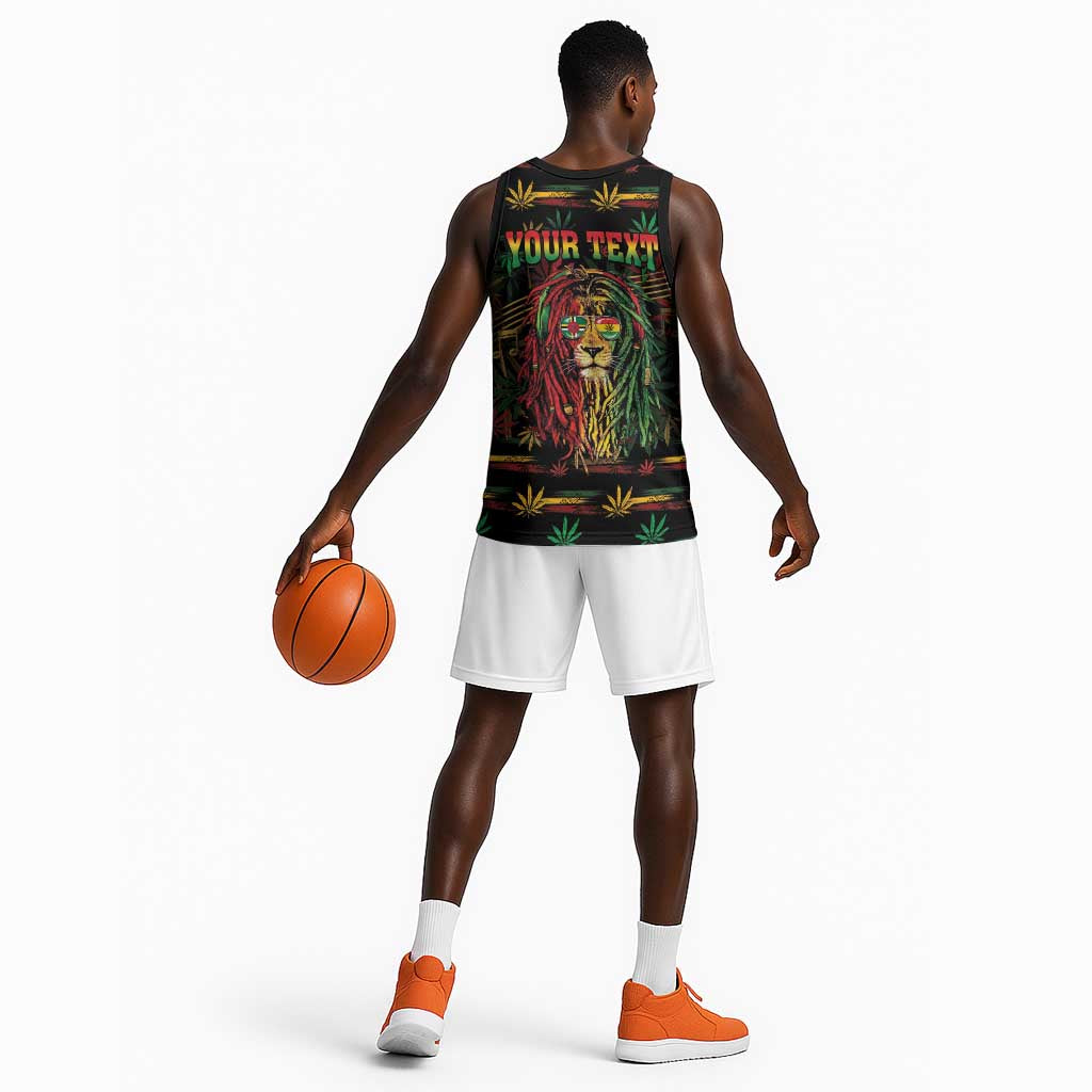 Personalized Dominica One Love Reggae Lion Basketball Jersey Caribbean Reggae Spirit