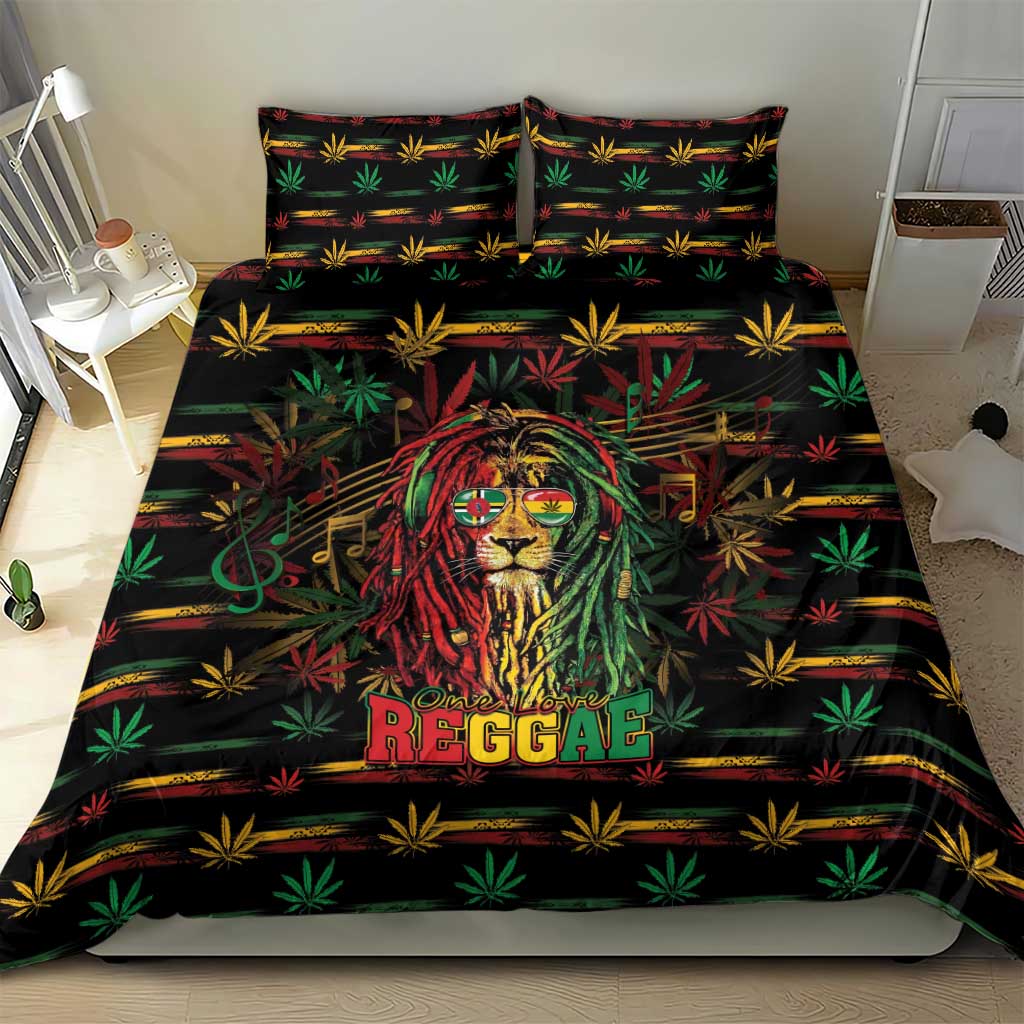 Dominica One Love Reggae Lion Bedding Set Caribbean Reggae Spirit