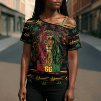 Personalized Dominica One Love Reggae Lion Cross Shoulder Shirt Caribbean Reggae Spirit