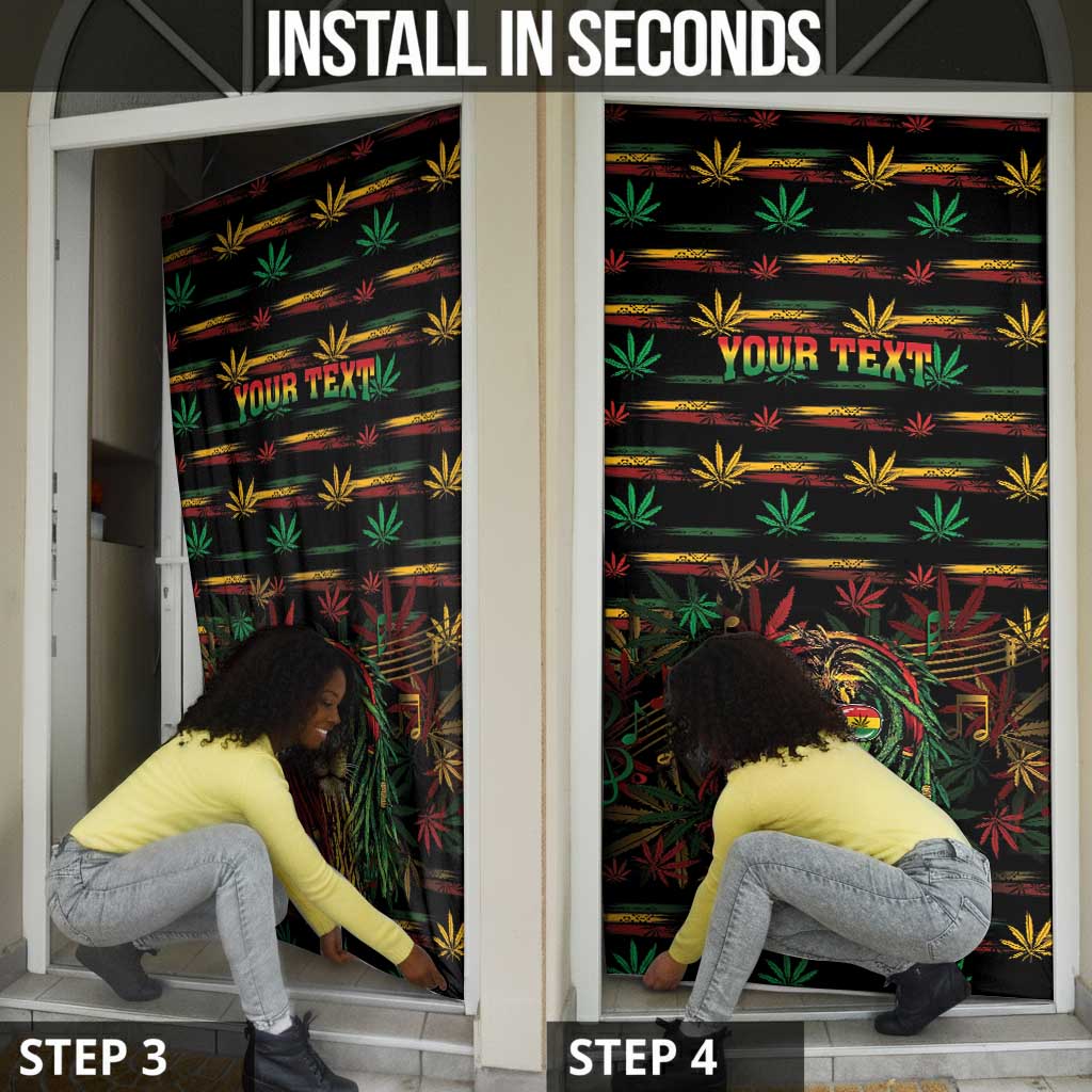 Personalized Dominica One Love Reggae Lion Door Cover Caribbean Reggae Spirit