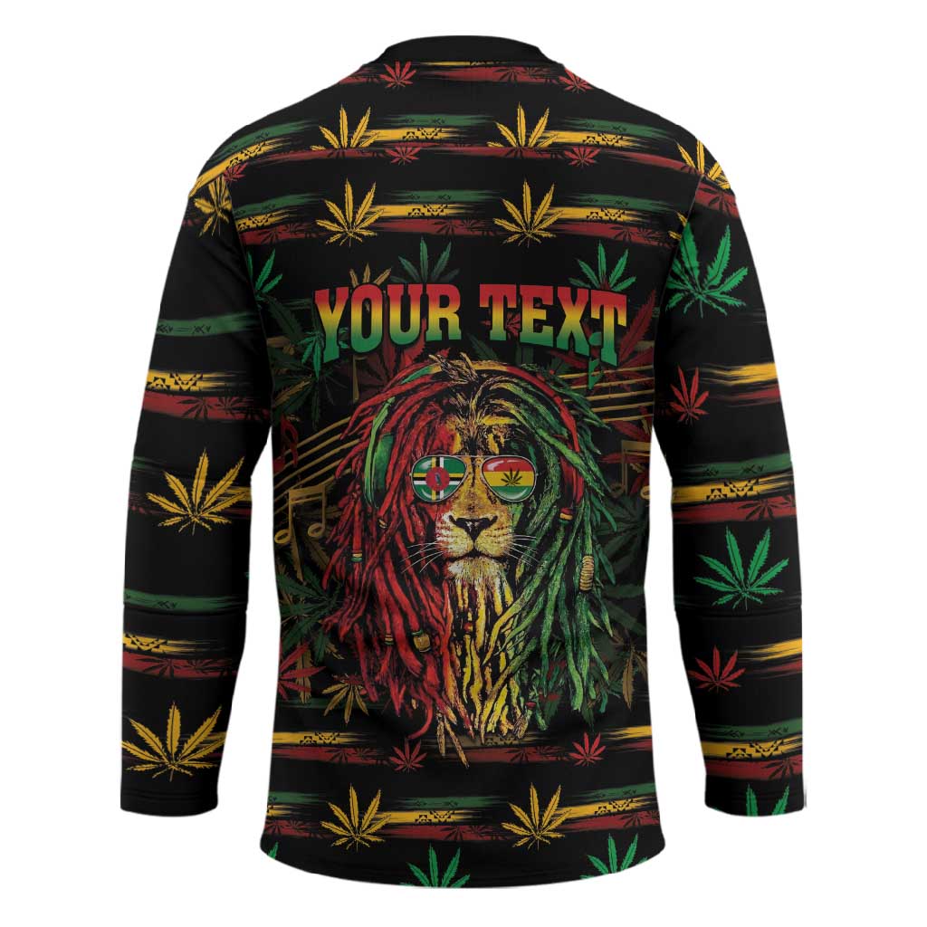 Personalized Dominica One Love Reggae Lion Hockey Jersey Caribbean Reggae Spirit