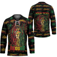 Personalized Dominica One Love Reggae Lion Hockey Jersey Caribbean Reggae Spirit