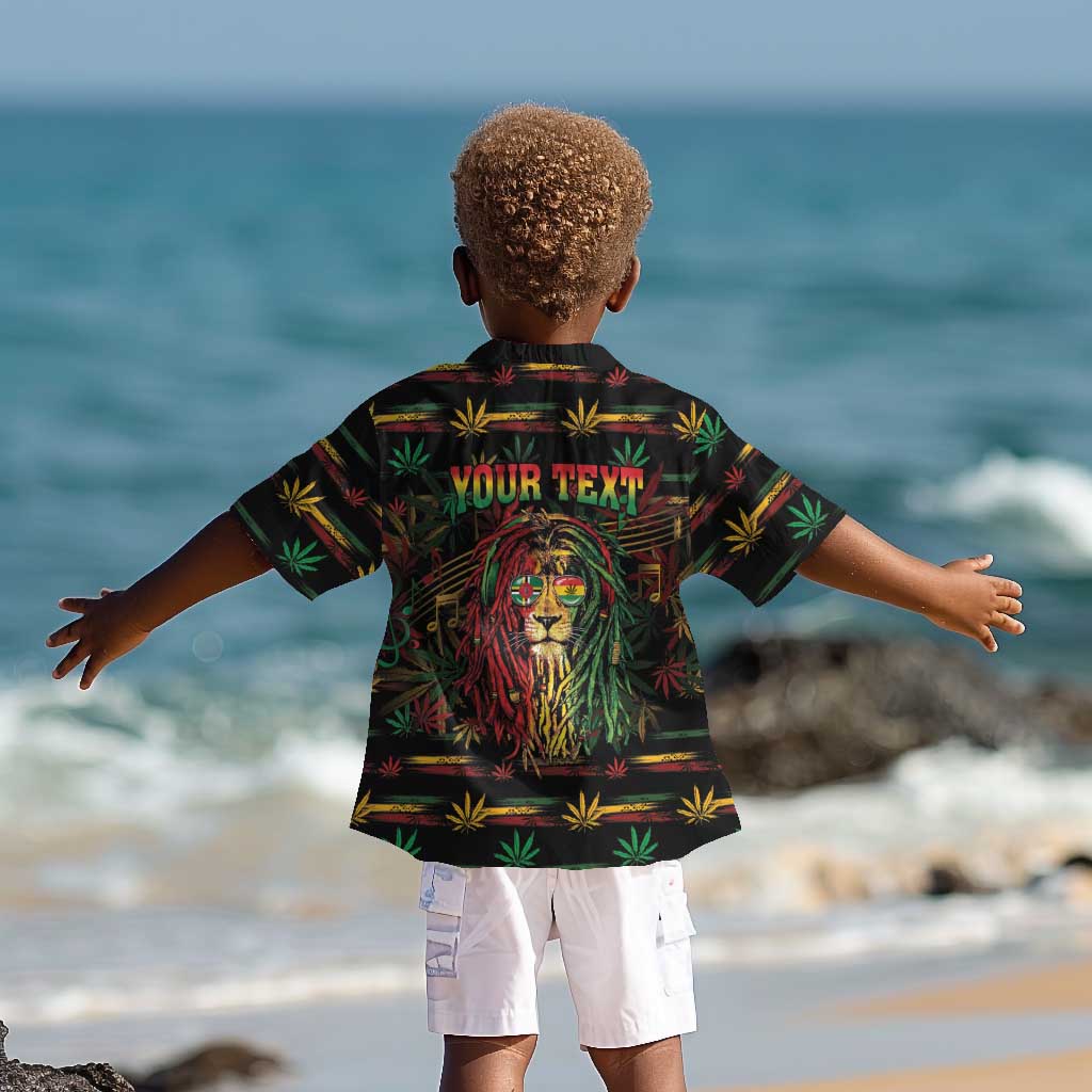 Personalized Dominica One Love Reggae Lion Kid Hawaiian Shirt Caribbean Reggae Spirit