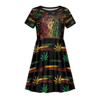 Personalized Dominica One Love Reggae Lion Kid Short Sleeve Dress Caribbean Reggae Spirit