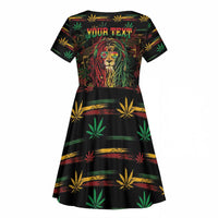 Personalized Dominica One Love Reggae Lion Kid Short Sleeve Dress Caribbean Reggae Spirit