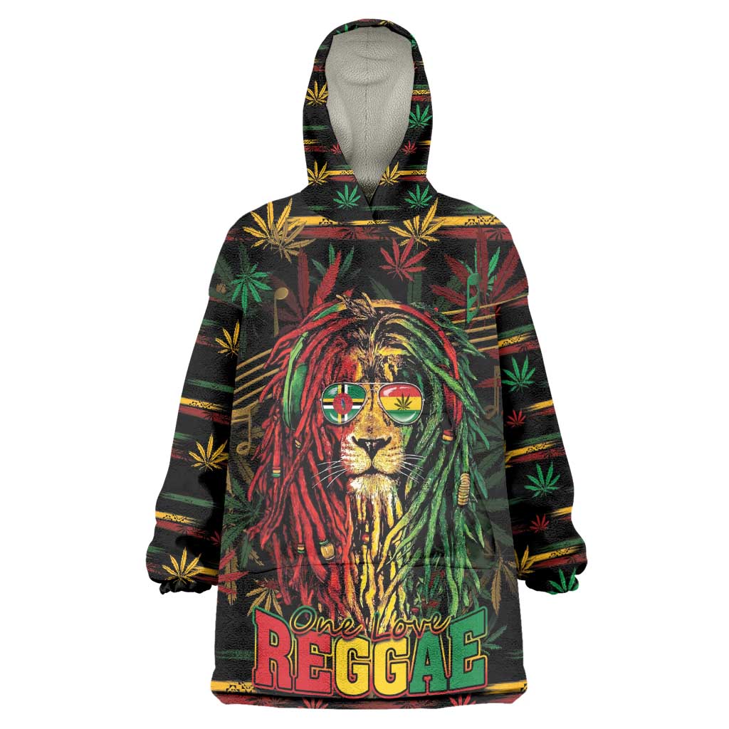 Personalized Dominica One Love Reggae Lion Kid Wearable Blanket Hoodie Caribbean Reggae Spirit