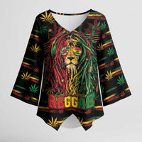Personalized Dominica One Love Reggae Lion Kimono Sleeve Blouse Caribbean Reggae Spirit