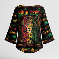 Personalized Dominica One Love Reggae Lion Kimono Sleeve Blouse Caribbean Reggae Spirit