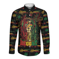 Personalized Dominica One Love Reggae Lion Long Sleeve Button Shirt Caribbean Reggae Spirit