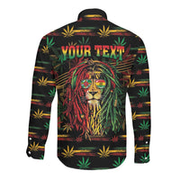 Personalized Dominica One Love Reggae Lion Long Sleeve Button Shirt Caribbean Reggae Spirit