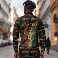 Personalized Dominica One Love Reggae Lion Long Sleeve Button Shirt Caribbean Reggae Spirit