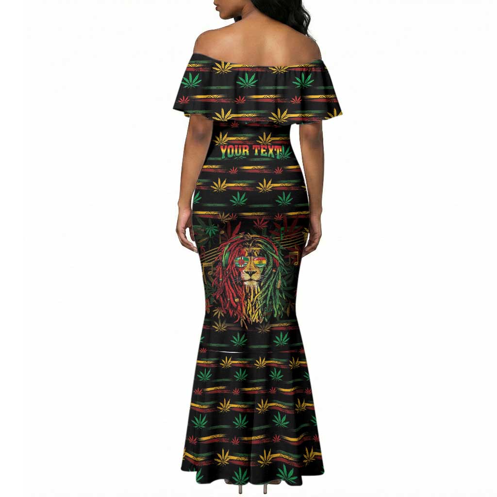 Personalized Dominica One Love Reggae Lion Mermaid Dress Caribbean Reggae Spirit