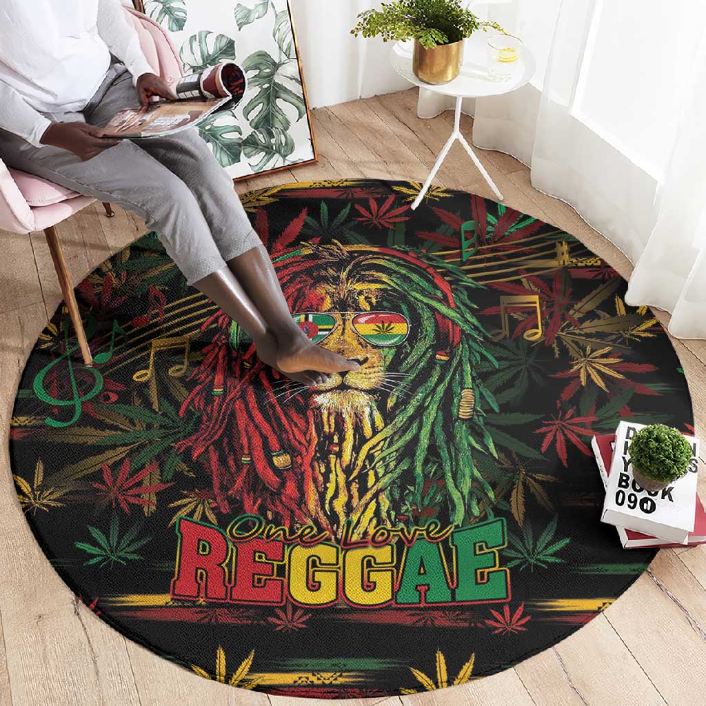 Dominica One Love Reggae Lion Round Carpet Caribbean Reggae Spirit