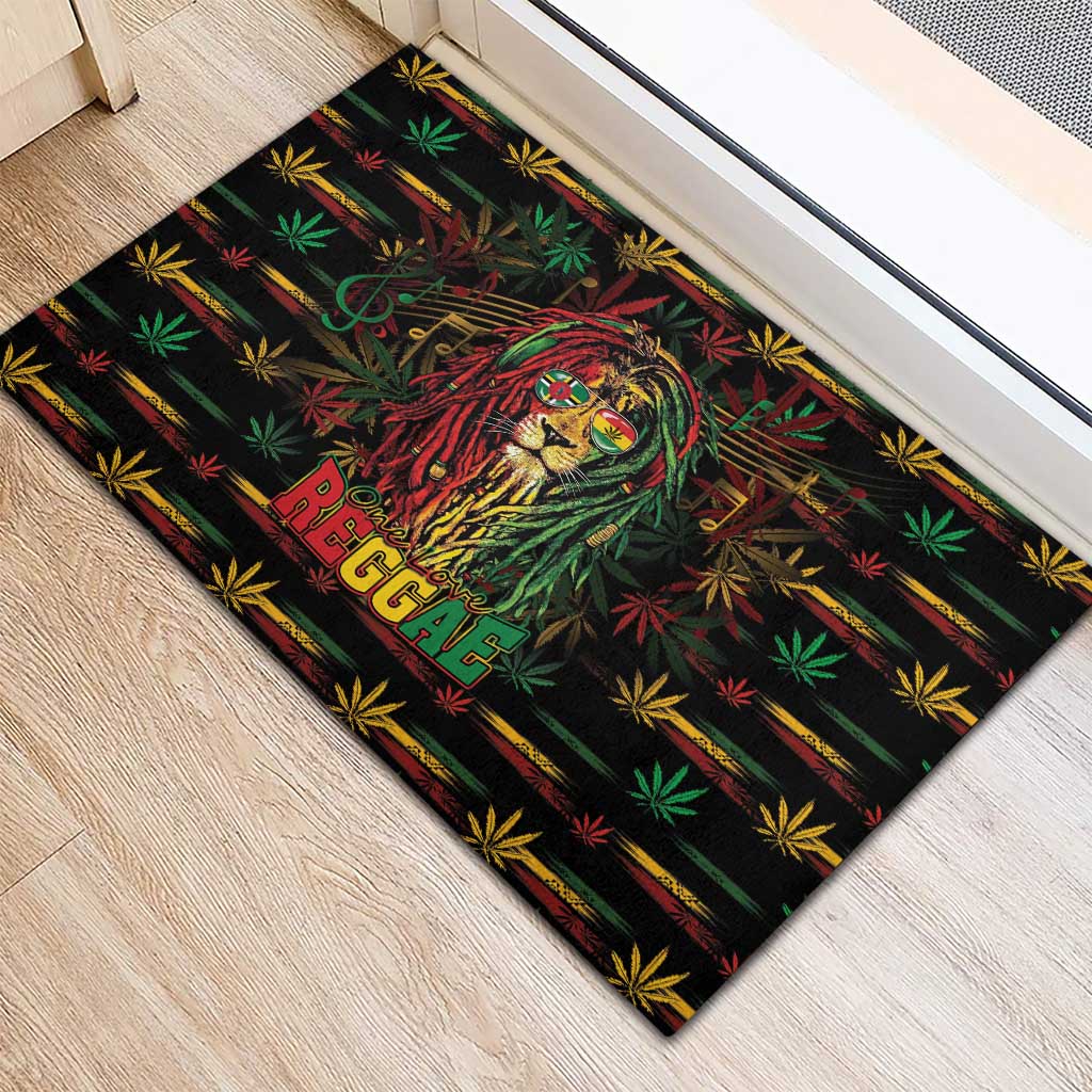 Dominica One Love Reggae Lion Rubber Doormat Caribbean Reggae Spirit